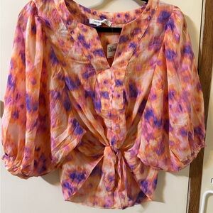 Rose & Olive Colorful Tie-Front Blouse